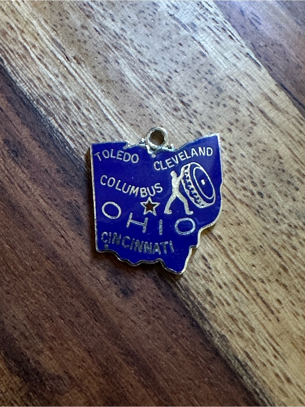 Ohio State-Shaped Enamel Charm Pendant in Blue